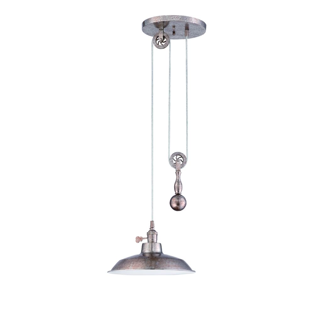 Craftmade P400-TS 1 Light Pulley Pendant in Tarnished Silver with Metal Shade